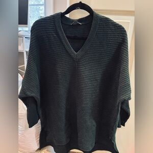 Adrianna Papell Oversized Dark Green Ribbed Sweater Tunic